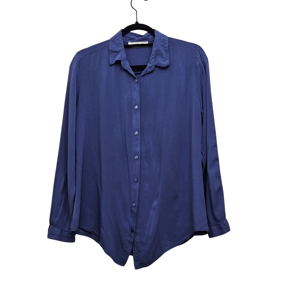 Polo Bonetta Button Down Shirt Womens 42 Blue Soft Long Sleeve Classic Workwear